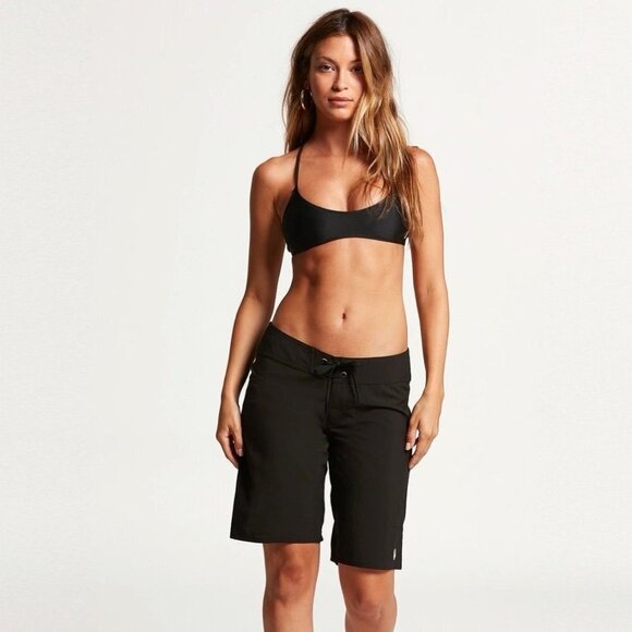 Volcom Womens Simply Solid Black 11" Boardshorts 0 Surfer Girl - Picture 1 of 7
